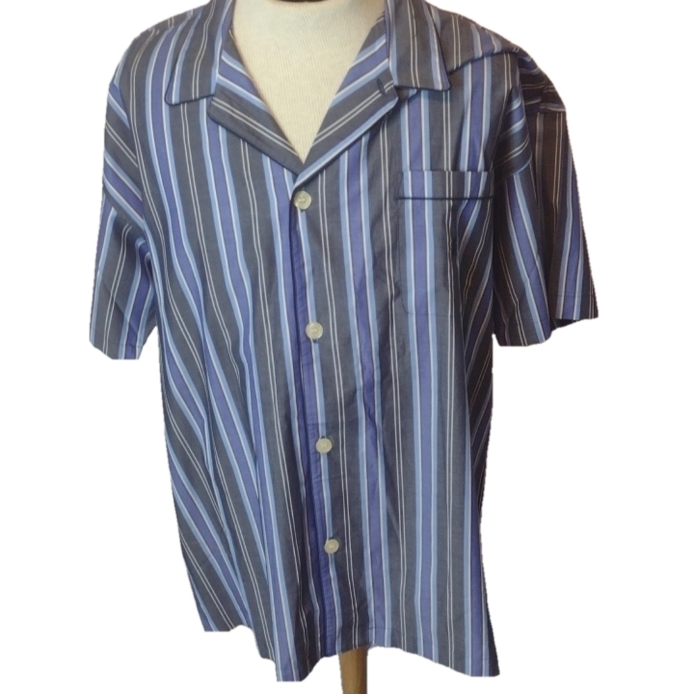 POLO Ralph Lauren blue striped shirt sleeve night shirt size XL